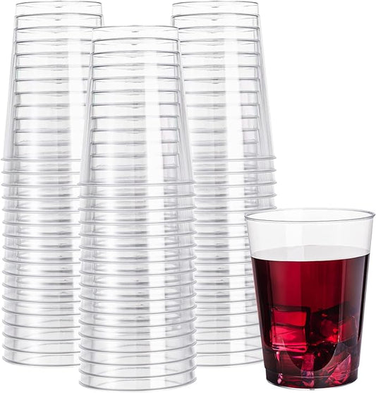 Lullaby 150 Pack 10oz Clear Plastic Cups, Disposable Plastic Cups, Hard Plastic Party Cups/Cocktail Glasses for Parties, Wedding, Daily Use