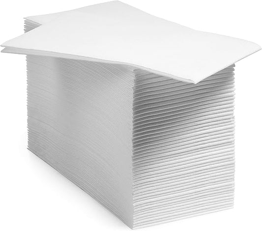 200 BloominGoods Disposable Bathroom Napkins | Single-Use Linen-Feel Guest Towels | Cloth-Like Hand Tissue Paper, White, 12" x 17" (Pack of 200, Made In USA)